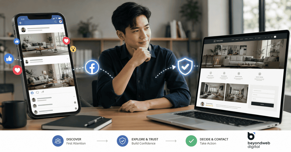 ลูกค้าอาจเห็นคุณครั้งแรกบน Facebook แต่ตัดสินใจจากเว็บไซต์